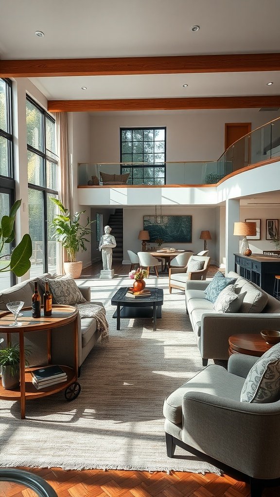 A spacious living room designed for entertaining with comfortable seating and natural light.