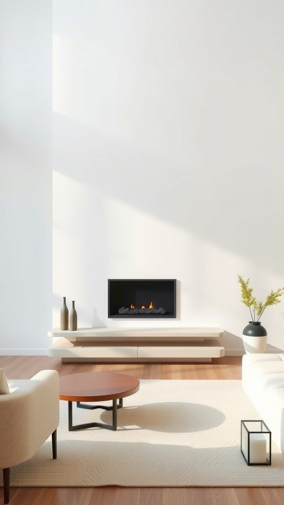 A minimalist fireplace design with a clean aesthetic.